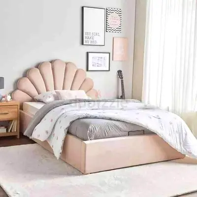 Elegant Queen size fully customisable bedframe with soft Fabric Hydraulic storage can be installed