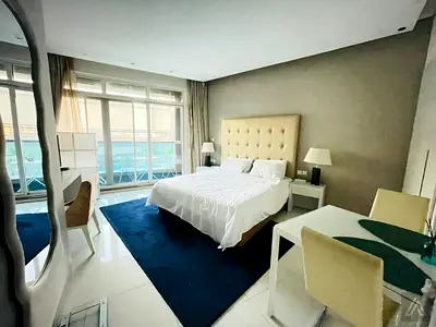 Fully Furnished Studio | Pool View | Luxury Living in The Vogue, Business Bay