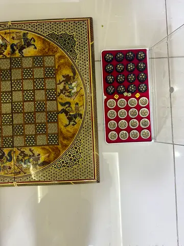 Vintage Persian-style Backgammon/Chess Set with Decorative Playing Pieces