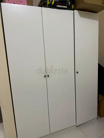 Large White 3-Door Wardrobe - very Good Condition