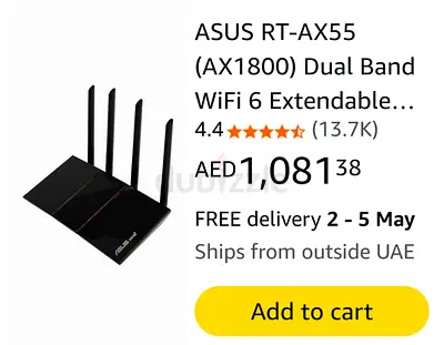 ASUS RT-AX55 (AX1800) Dual Band WiFi 6 Extendable Router, Subscription-Free Network Security, Instan