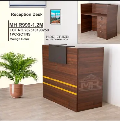 Wenge Wooden Reception Desk with Storage - 120x60x110cm