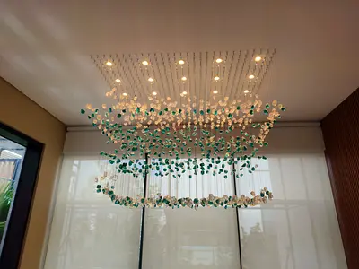 Large Modern Glass Pendant Chandelier - Cascading Floral Design