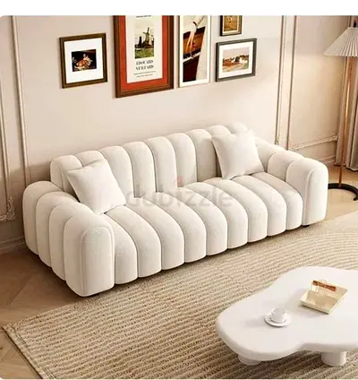 Modern White Channel-Tufted 3-Seater Sofa