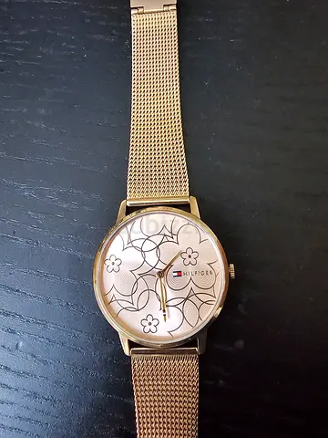 Gold-tone floral mesh strap wristwatch (womens) - Tommy Hilfiger style
