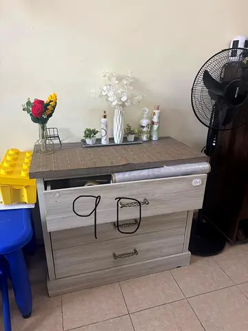 Compact 2-Drawer Wooden Chest / Nightstand - Light Grey