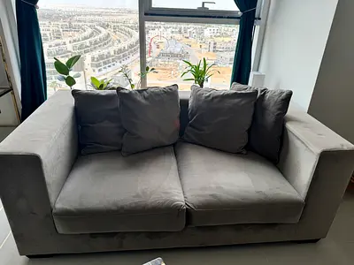 Home centre Grey 2-Seater Velvet Sofa in Good Condition
