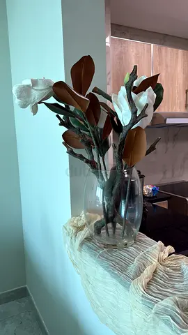 Glass Vase with Artificial Magnolia Stems - Decorative Piece