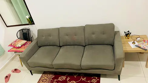 3-Seater Grey Fabric Sofa – Good Condition, Comfortable