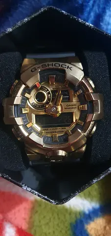 Casio G-Shock Style Mens Original Watch - Shiny Gold Dial, Black strap with Box and Case