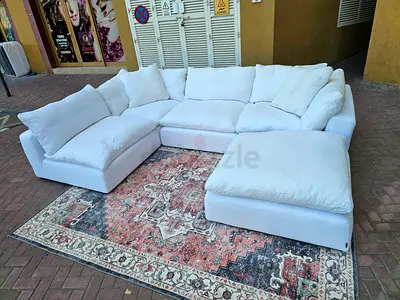 Feather 🪶 filled white Colour sofa and footstool marina home luscious