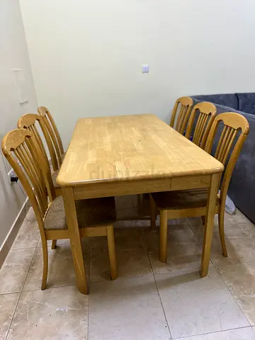 Solid Light Wood Dining Table with Chairs