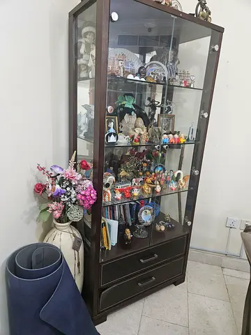 IKEA Glass Display Cabinet  Cabinet with Drawers - Dark Wood