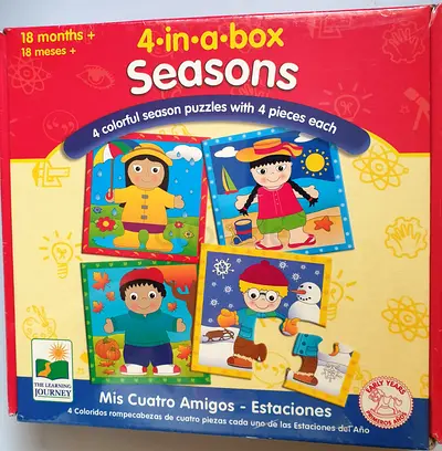 4-in-a-box Seasons — 4 colorful 4-piece season puzzles (18m+) Brand New