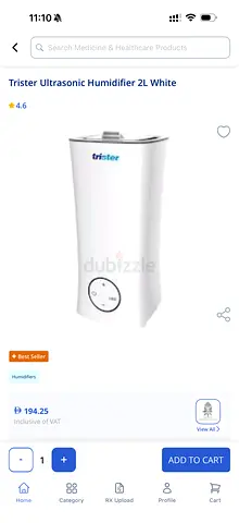 Trister Ultrasonic Humidifier 2L — purple , Good Working Condition