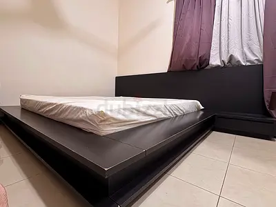 King size bed with 8 inches mattress and Side Storage - Dark wood