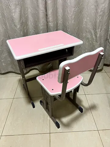 Kids Study Desk and Chair Set - Pink Adjustable School Desk