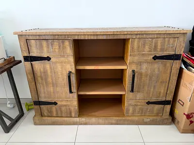 Rustic Wooden Sideboard / TV Console with Shelves