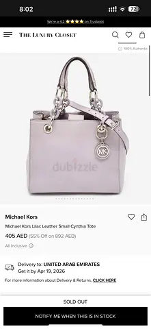 Michael Kors Lilac Leather Cynthia Tote - Small