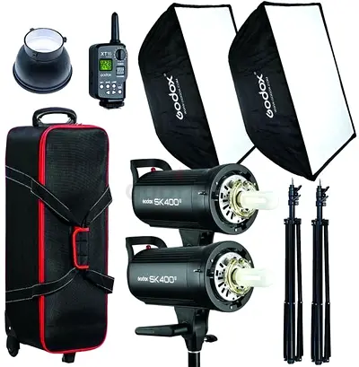 Godox SK400II Twin Studio Strobes Kit with Softboxes, Stands  Carry Case