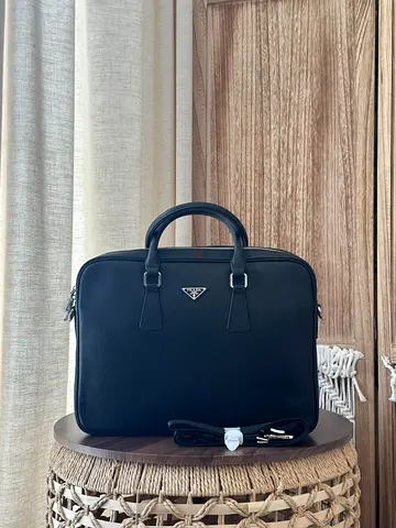 Black Grained Leather Briefcase
