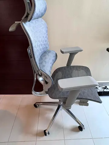 Ergonomic High-Back Mesh Office Chair with Headrest - Light Grey