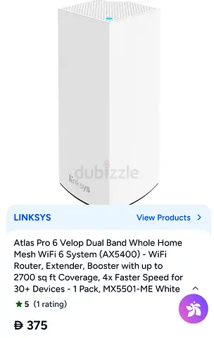 Linksys Atlas Pro 6 Velop AX5400 Whole Home Mesh WiFi 6 Router (MX5501)