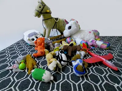 Mix of Plush Toys, Rocking Horse and Small Toys - Used Lot
