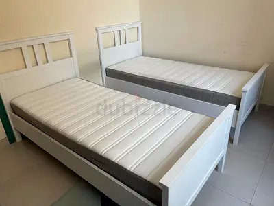 IKEA HEMNES Bed frame, white stain, 90x200 cm (2 set with 2 mattress)