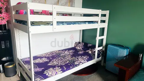 White Wooden Bunk Bed - Sturdy Two-Tier Single Beds