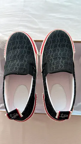 Pair of black patterned slip-on casual Christian Louboutin shoes, size 39- Brand New
