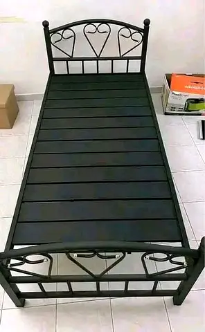 Single Black Metal Bed Frame with Headboard and Footboard