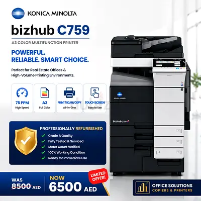 konica minolta bizhub c759 a3 color printer -Refurbished  like new-office use - delivery available
