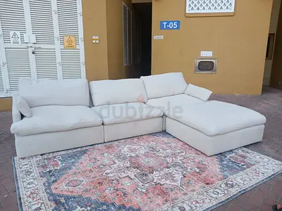 Swin feather 🪶 filled modular sofa with footstool