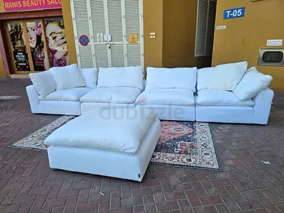 Luscious feather filled sofa with footstool
