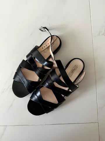 Black Strappy Womens Sandals - Size 38, Good Condition