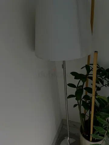 White Floor Lamp with Drum Shade — Good Condition