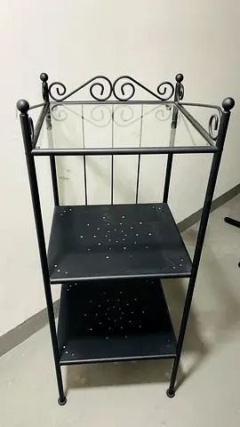 Iron Metal and Glass 3-Tier Shelf / Table