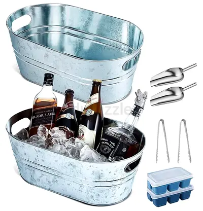 2Pcs Galvanized Beverage Tubs Insulated Drink Tub