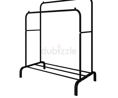 Metal Freestanding Clothes Rack with Shoe Shelf – Black