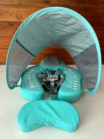 HECCEI Mambobaby Baby Float with UPF50+ Canopy - 2 in 1 Self Inflating Float Pool Lounger Raft for B
