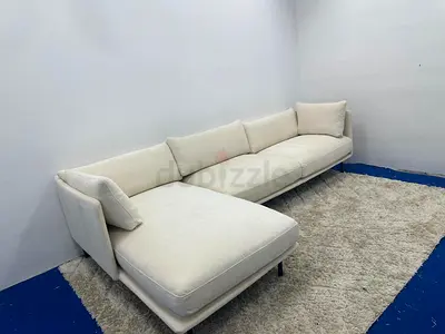 Beige color cratebarrel lshape sofa