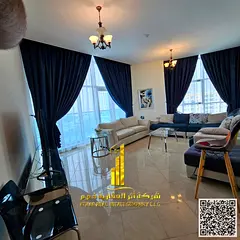 Luxury apartment with a sea view, two bedrooms and a living room, fully furnished with a balcony. Aj