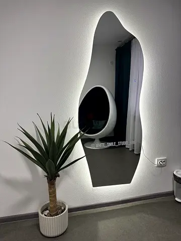 Large Irregular Backlit Wall Mirror — Modern LED Vanity Mirror