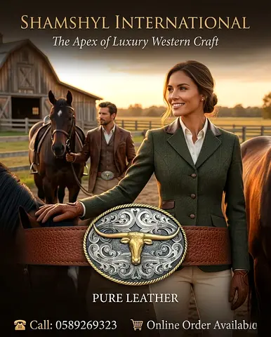 Equestrian riders handmade Genuine Leather Western Belt with Ornate Longhorn Buckle - Like New