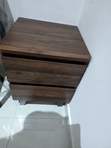 Small Wooden Nightstand / Bedside Table - Dark Walnut Finish