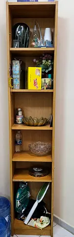 Tall Narrow Wooden Shelving Unit - 6-Tier Display/Storage