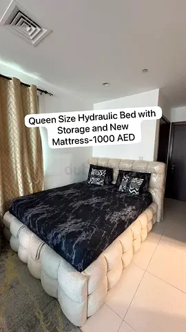 Queen Size Hydraulic Storage Bed with New Mattress - 1000 AED
