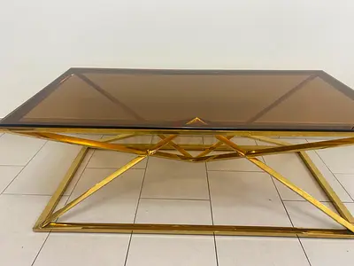 Elegant Gold  Tinted Glass Coffee Table - Modern Design