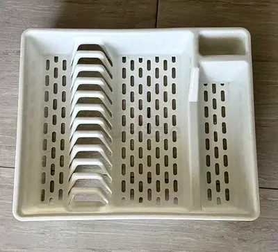 Used Plastic Dish Drainer Rack with Cutlery Holder